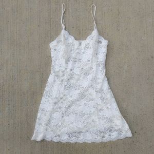 Vtg 90s Victoria's Secret Cream White Lace Slip S